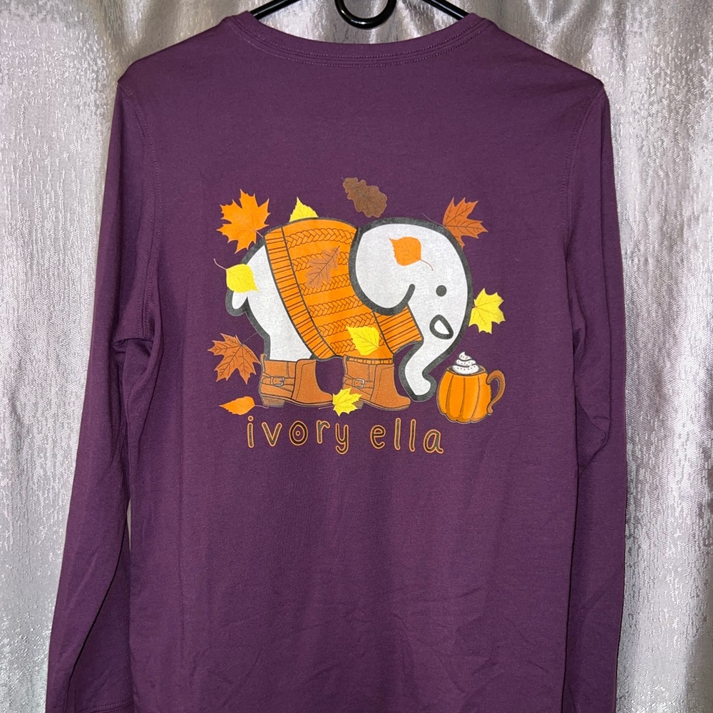 Ivory Ella Save the Elephants, Fall Pumpkin Spice Edition, Plum colored, size M